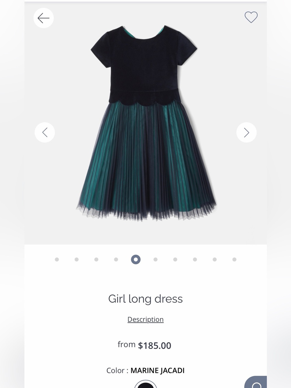 Jacadi Navy and Teal Velvet & Tulle Dress